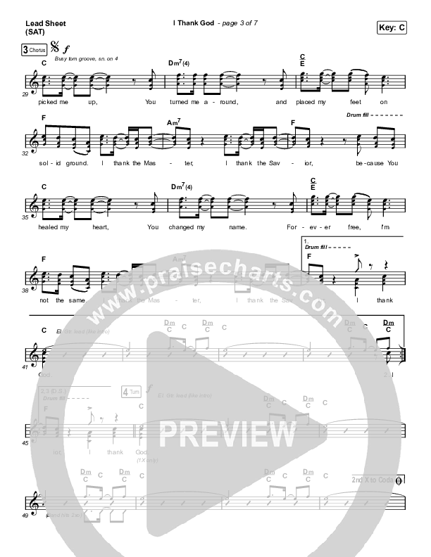 I Thank God (Choral Anthem SATB) Lead Sheet (SAT) (Maverick City Music / Dante Bowe / Aaron Moses / Maryanne J. George / Chuck Butler / Arr. Luke Gambill)