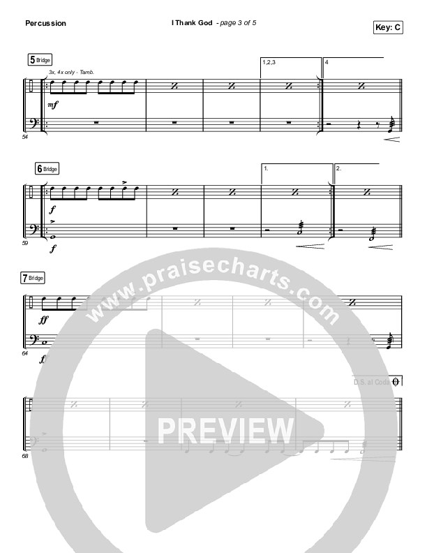 I Thank God (Choral Anthem SATB) Percussion (Maverick City Music / Dante Bowe / Aaron Moses / Maryanne J. George / Chuck Butler / Arr. Luke Gambill)