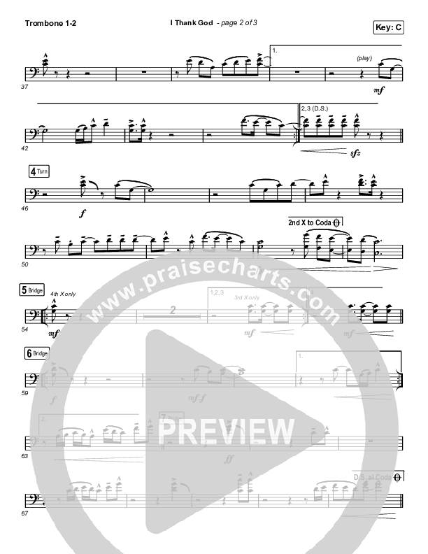 I Thank God (Choral Anthem SATB) Trombone 1/2 (Maverick City Music / Dante Bowe / Aaron Moses / Maryanne J. George / Chuck Butler / Arr. Luke Gambill)