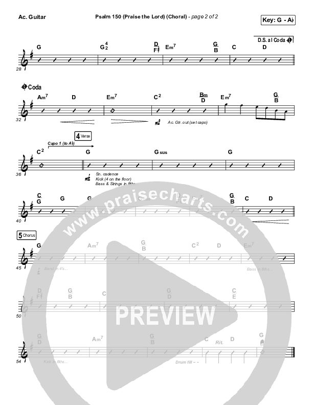 Psalm 150 (Praise The Lord) (Choral Anthem SATB) Acoustic Guitar (Matt Boswell / Matt Papa / Keith & Kristyn Getty / Arr. Luke Gambill)
