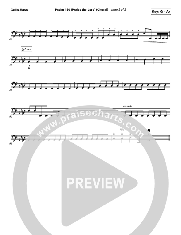 Psalm 150 (Praise The Lord) (Choral Anthem SATB) Cello/Bass (Matt Boswell / Matt Papa / Keith & Kristyn Getty / Arr. Luke Gambill)