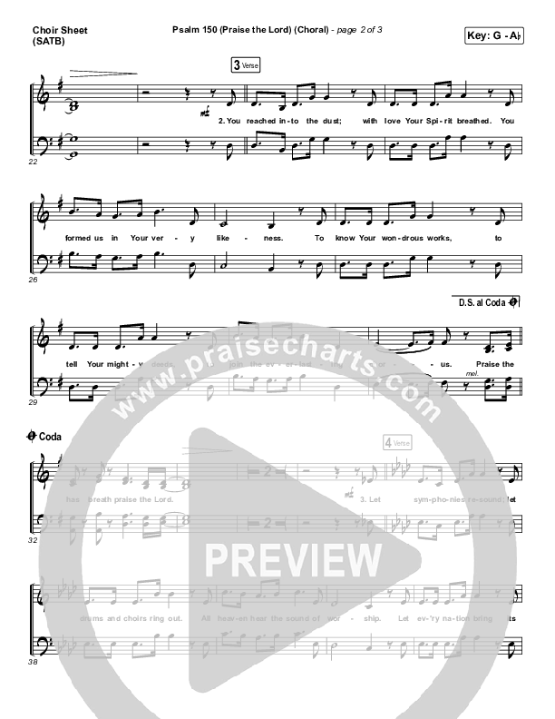 Psalm 150 (Praise The Lord) (Choral Anthem SATB) Choir Vocals (SATB) (Matt Boswell / Matt Papa / Keith & Kristyn Getty / Arr. Luke Gambill)