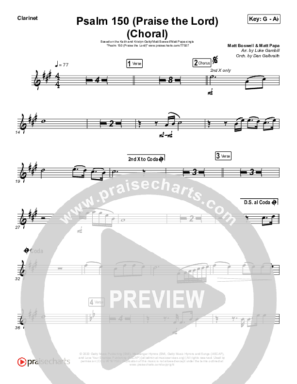 Psalm 150 (Praise The Lord) (Choral Anthem SATB) Wind Pack (Matt Boswell / Matt Papa / Keith & Kristyn Getty / Arr. Luke Gambill)