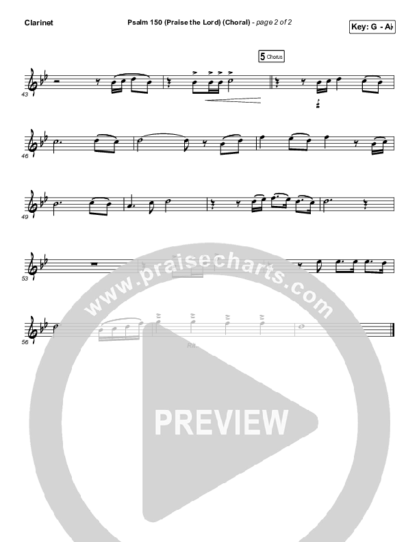 Psalm 150 (Praise The Lord) (Choral Anthem SATB) Clarinet (Matt Boswell / Matt Papa / Keith & Kristyn Getty / Arr. Luke Gambill)
