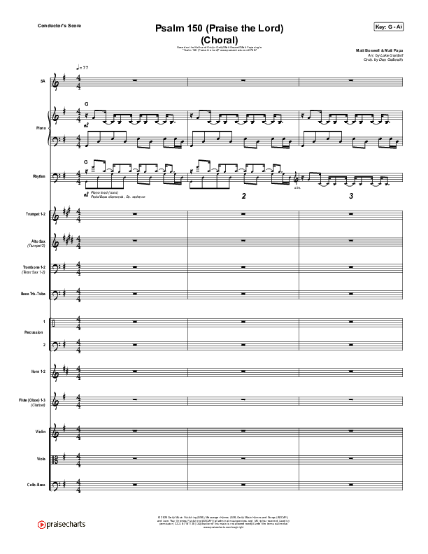 Psalm 150 (Praise The Lord) (Choral Anthem SATB) Orchestration (Matt Boswell / Matt Papa / Keith & Kristyn Getty / Arr. Luke Gambill)
