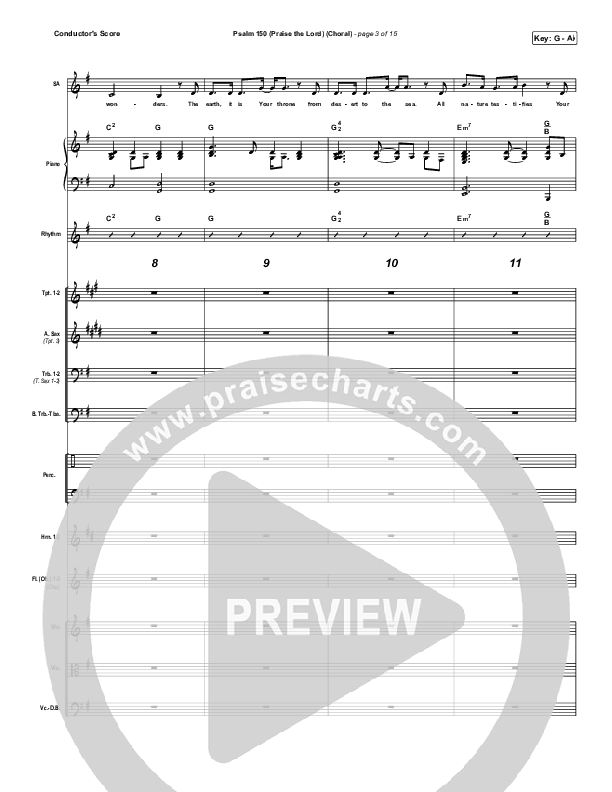 Psalm 150 (Praise The Lord) (Choral Anthem SATB) Conductor's Score (Matt Boswell / Matt Papa / Keith & Kristyn Getty / Arr. Luke Gambill)