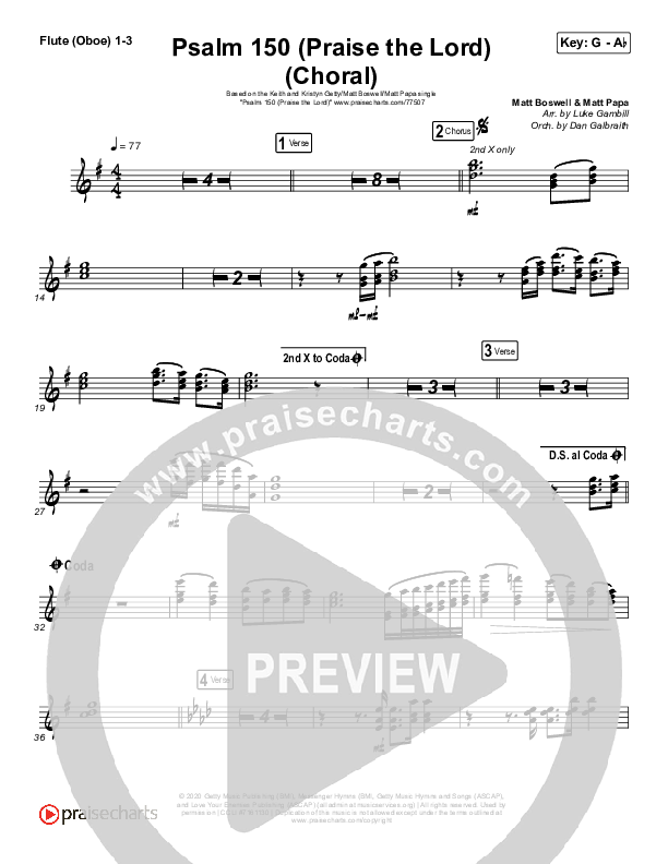 Psalm 150 (Praise The Lord) (Choral Anthem SATB) Wind Pack (Matt Boswell / Matt Papa / Keith & Kristyn Getty / Arr. Luke Gambill)