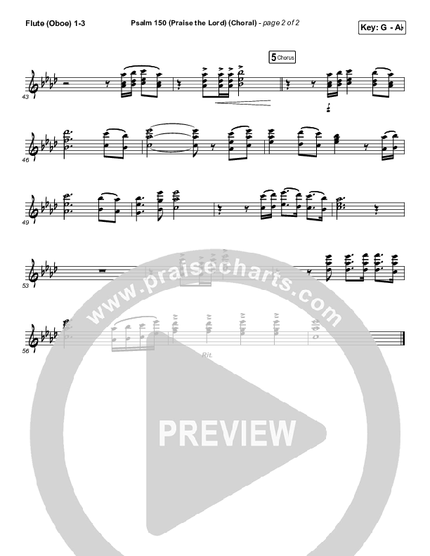 Psalm 150 (Praise The Lord) (Choral Anthem SATB) Flute/Oboe 1/2/3 (Matt Boswell / Matt Papa / Keith & Kristyn Getty / Arr. Luke Gambill)
