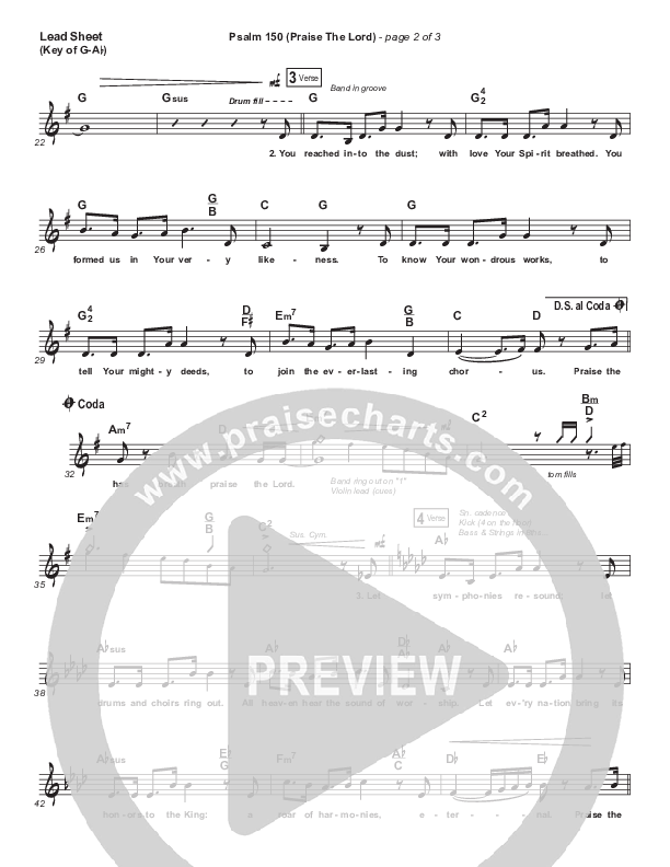 Psalm 150 (Praise The Lord) (Choral Anthem SATB) Lead Sheet (Melody) (Matt Boswell / Matt Papa / Keith & Kristyn Getty / Arr. Luke Gambill)