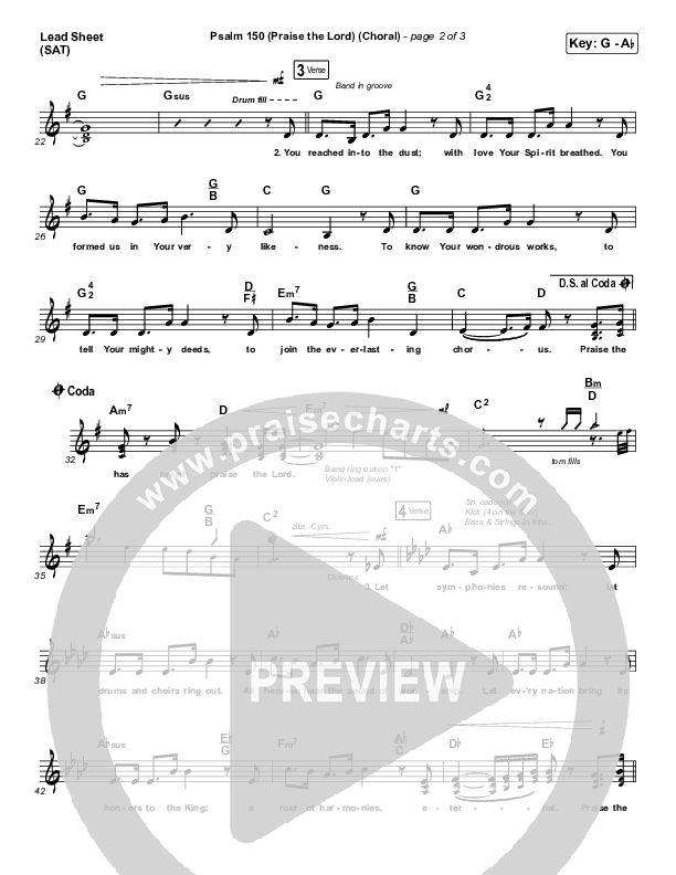 Psalm 150 (Praise The Lord) (Choral Anthem SATB) Lead Sheet (SAT) (Matt Boswell / Matt Papa / Keith & Kristyn Getty / Arr. Luke Gambill)