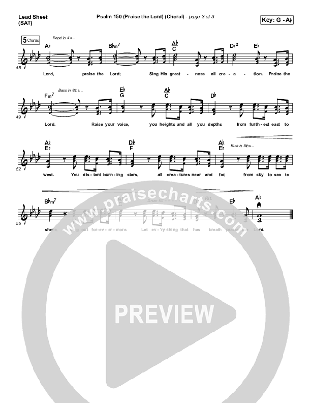 Psalm 150 (Praise The Lord) (Choral Anthem SATB) Lead Sheet (SAT) (Matt Boswell / Matt Papa / Keith & Kristyn Getty / Arr. Luke Gambill)