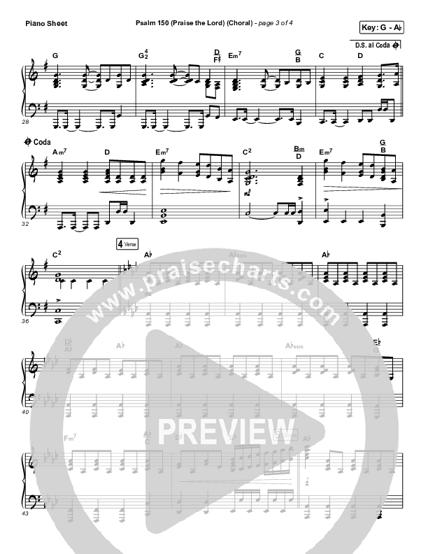 Psalm 150 (Praise The Lord) (Choral Anthem SATB) Piano Sheet (Matt Boswell / Matt Papa / Keith & Kristyn Getty / Arr. Luke Gambill)