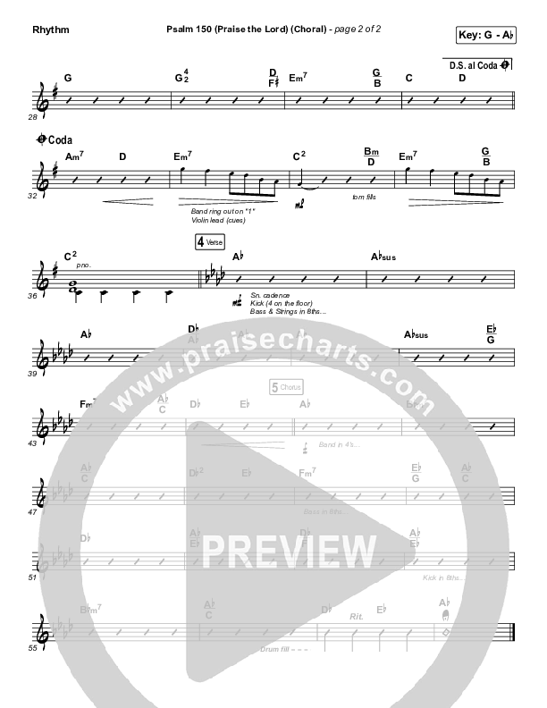 Psalm 150 (Praise The Lord) (Choral Anthem SATB) Rhythm Chart (Matt Boswell / Matt Papa / Keith & Kristyn Getty / Arr. Luke Gambill)