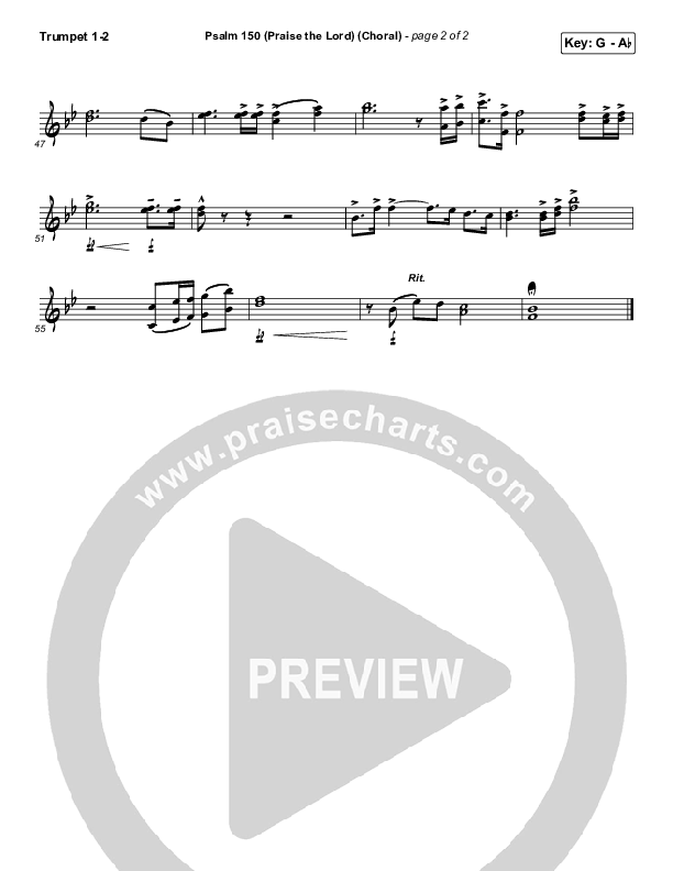 Psalm 150 (Praise The Lord) (Choral Anthem SATB) Trumpet 1,2 (Matt Boswell / Matt Papa / Keith & Kristyn Getty / Arr. Luke Gambill)