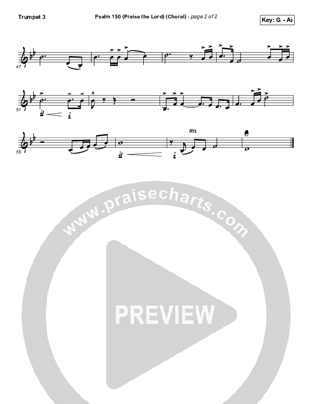 Psalm 150 (Praise The Lord) (Choral Anthem SATB) Trumpet 3 (Matt Boswell / Matt Papa / Keith & Kristyn Getty / Arr. Luke Gambill)