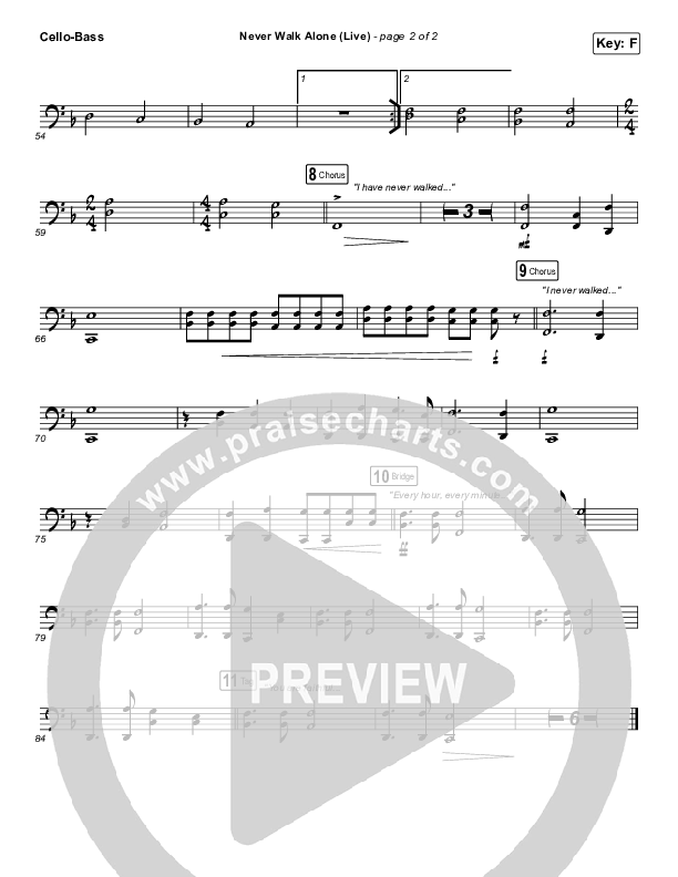 Never Walk Alone (Live) Cello/Bass (Hillsong Worship)