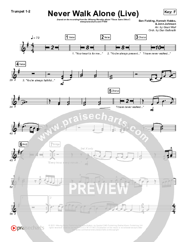 Never Walk Alone (Live) Brass Pack (Hillsong Worship)