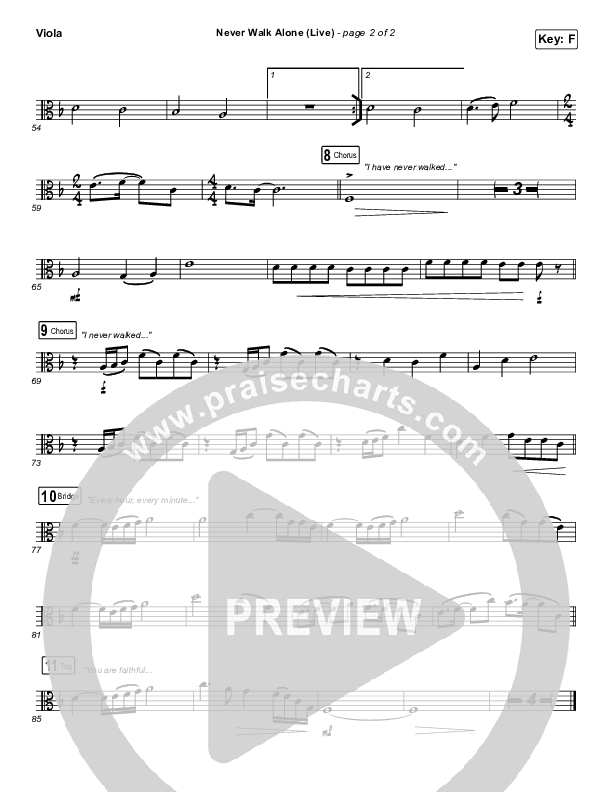 Never Walk Alone (Live) Viola (Hillsong Worship)