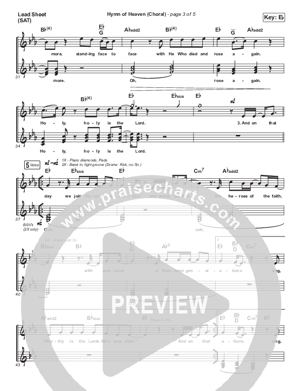 Hymn Of Heaven (Choral Anthem SATB) Lead Sheet (SAT) (Phil Wickham / Arr. Luke Gambill)