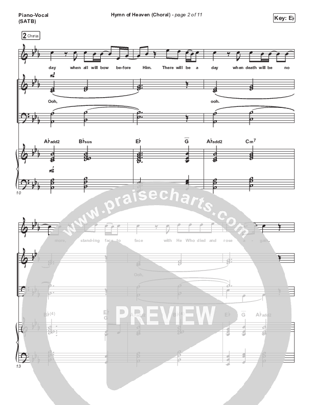 Hymn Of Heaven (Choral Anthem SATB) Piano/Vocal (SATB) (Phil Wickham / Arr. Luke Gambill)