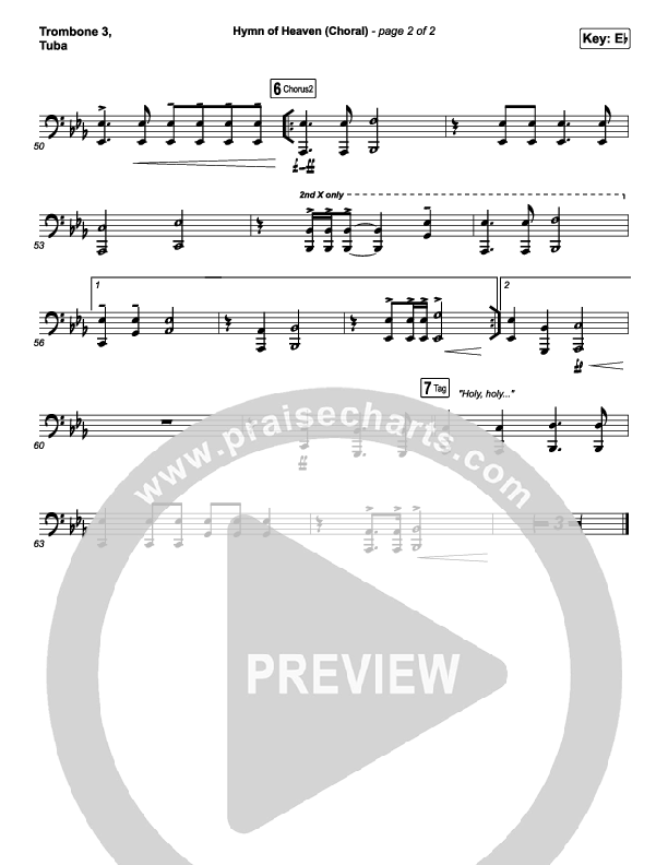 Hymn Of Heaven (Choral Anthem SATB) Trombone 3/Tuba (Phil Wickham / Arr. Luke Gambill)