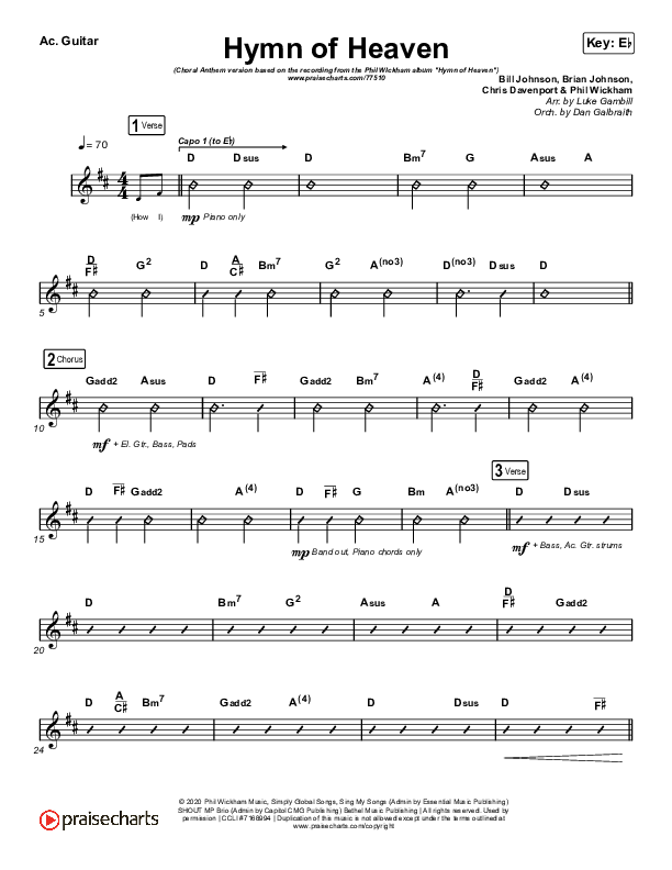 Hymn Of Heaven (Choral Anthem SATB) Acoustic Guitar (Phil Wickham / Arr. Luke Gambill)