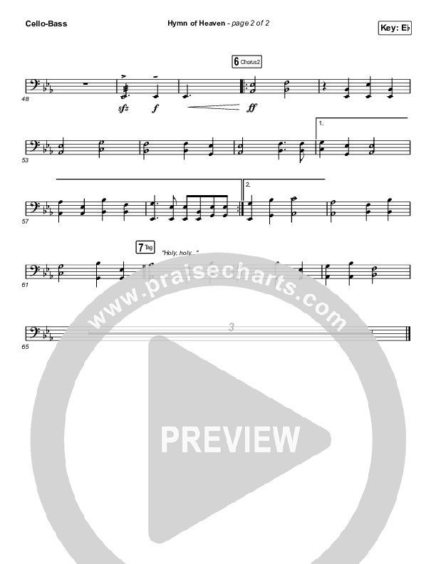 Hymn Of Heaven (Choral Anthem SATB) Cello/Bass (Phil Wickham / Arr. Luke Gambill)