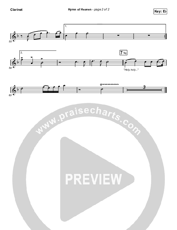 Hymn Of Heaven (Choral Anthem SATB) Clarinet (Phil Wickham / Arr. Luke Gambill)