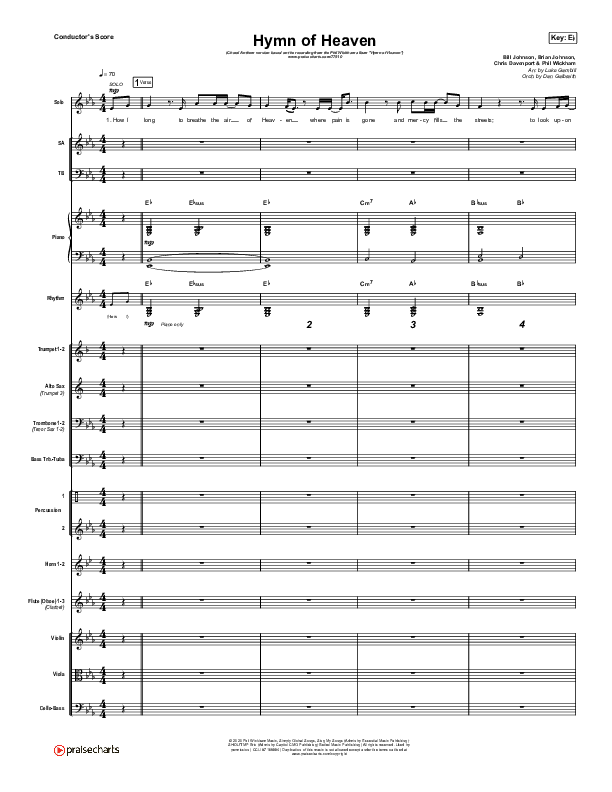 Hymn Of Heaven (Choral Anthem SATB) Orchestration (Phil Wickham / Arr. Luke Gambill)