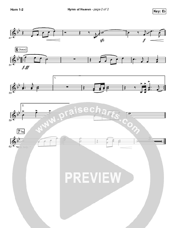 Hymn Of Heaven (Choral Anthem SATB) French Horn 1/2 (Phil Wickham / Arr. Luke Gambill)