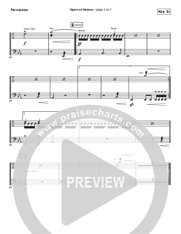 Hymn Of Heaven (Choral Anthem SATB) Percussion (Phil Wickham / Arr. Luke Gambill)