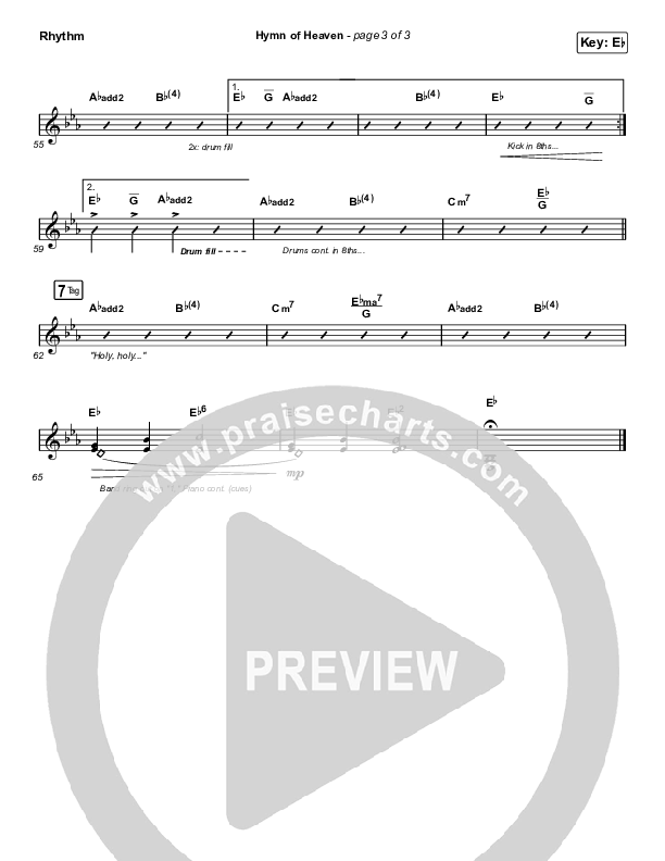 Hymn Of Heaven (Choral Anthem SATB) Rhythm Chart (Phil Wickham / Arr. Luke Gambill)