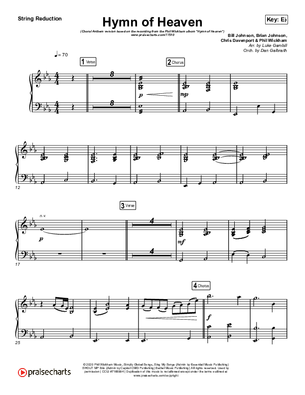 Hymn Of Heaven (Choral Anthem SATB) String Reduction (Phil Wickham / Arr. Luke Gambill)