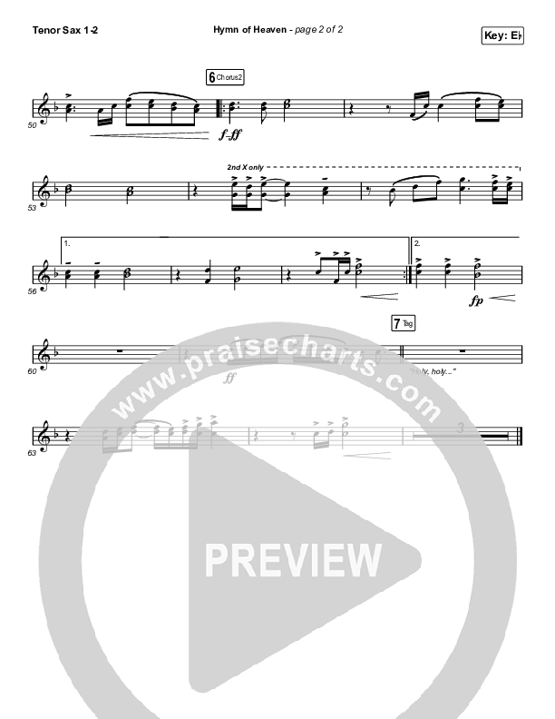 Hymn Of Heaven (Choral Anthem SATB) Tenor Sax 1/2 (Phil Wickham / Arr. Luke Gambill)