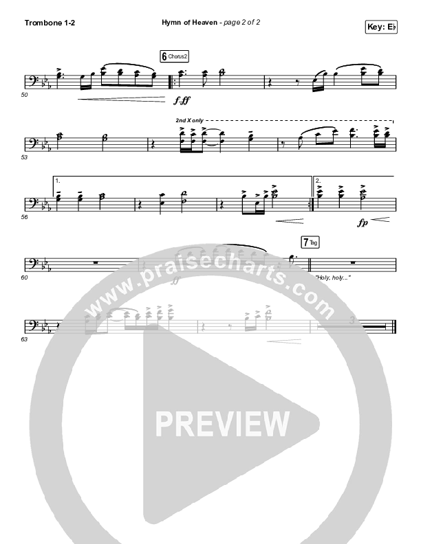 Hymn Of Heaven (Choral Anthem SATB) Trombone 1/2 (Phil Wickham / Arr. Luke Gambill)