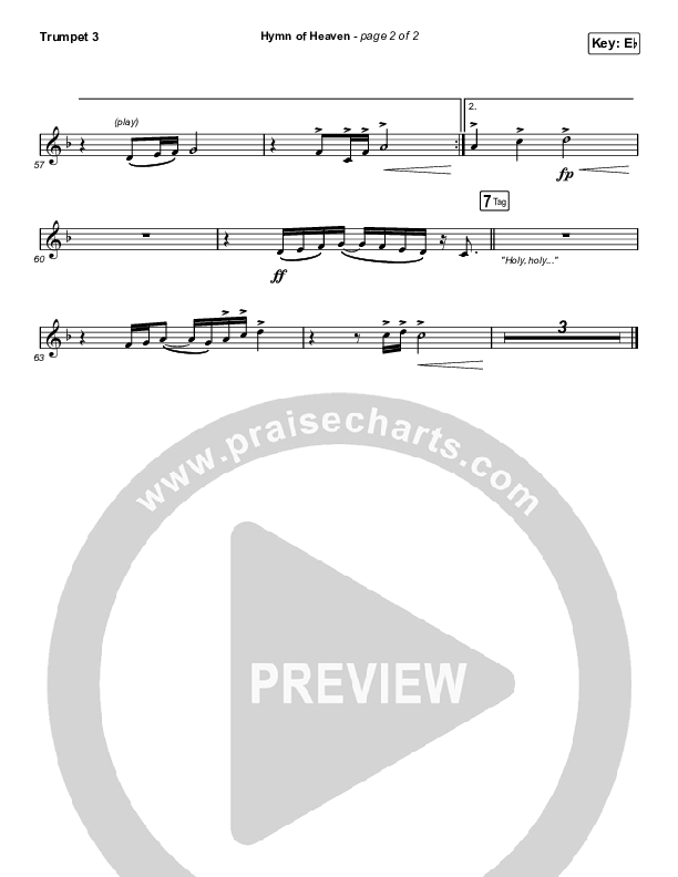 Hymn Of Heaven (Choral Anthem SATB) Trumpet 3 (Phil Wickham / Arr. Luke Gambill)