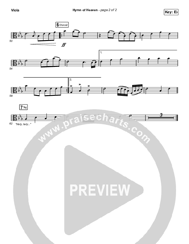 Hymn Of Heaven (Choral Anthem SATB) Viola (Phil Wickham / Arr. Luke Gambill)
