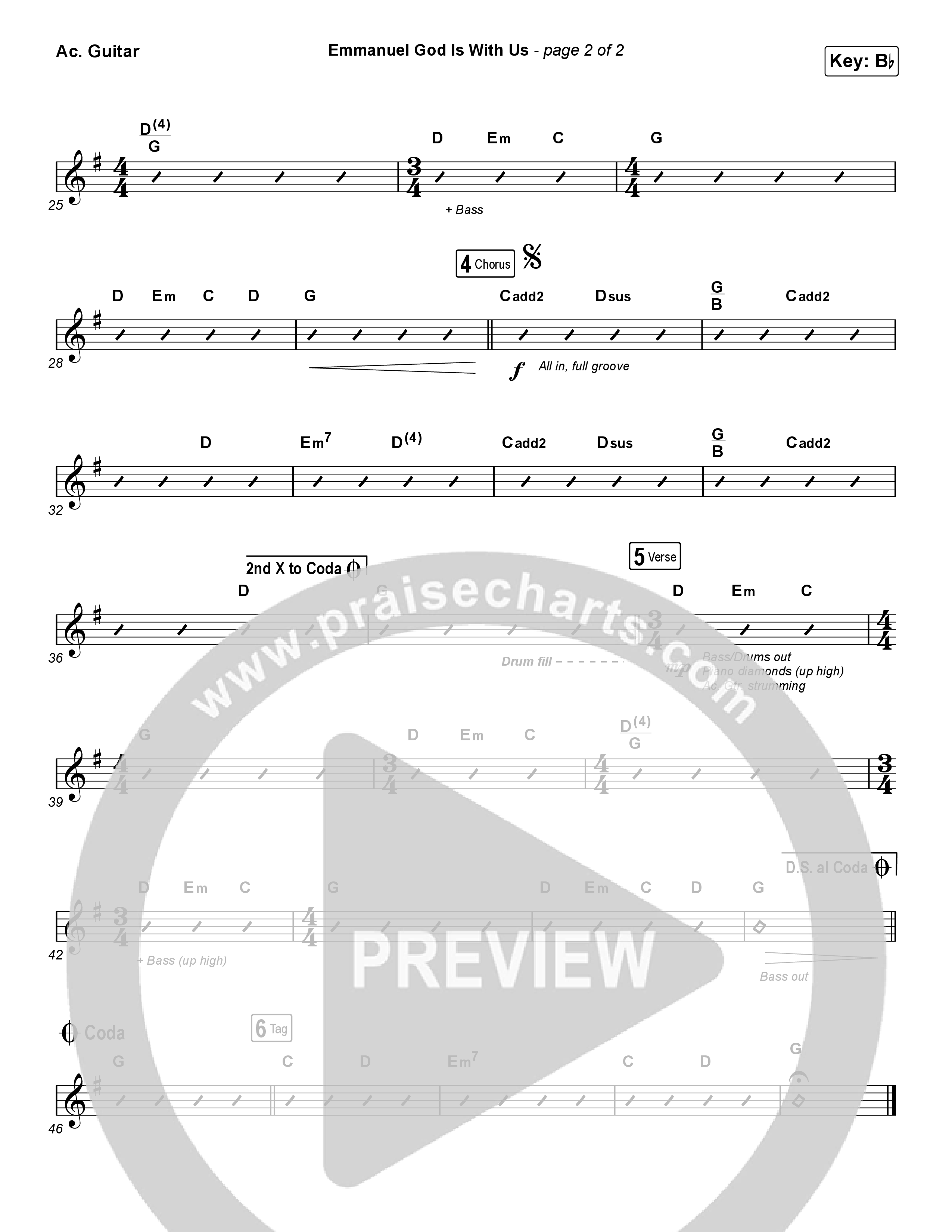 Emmanuel God With Us (Choral Anthem SATB) Acoustic Guitar (Chris Tomlin / Arr. Luke Gambill)