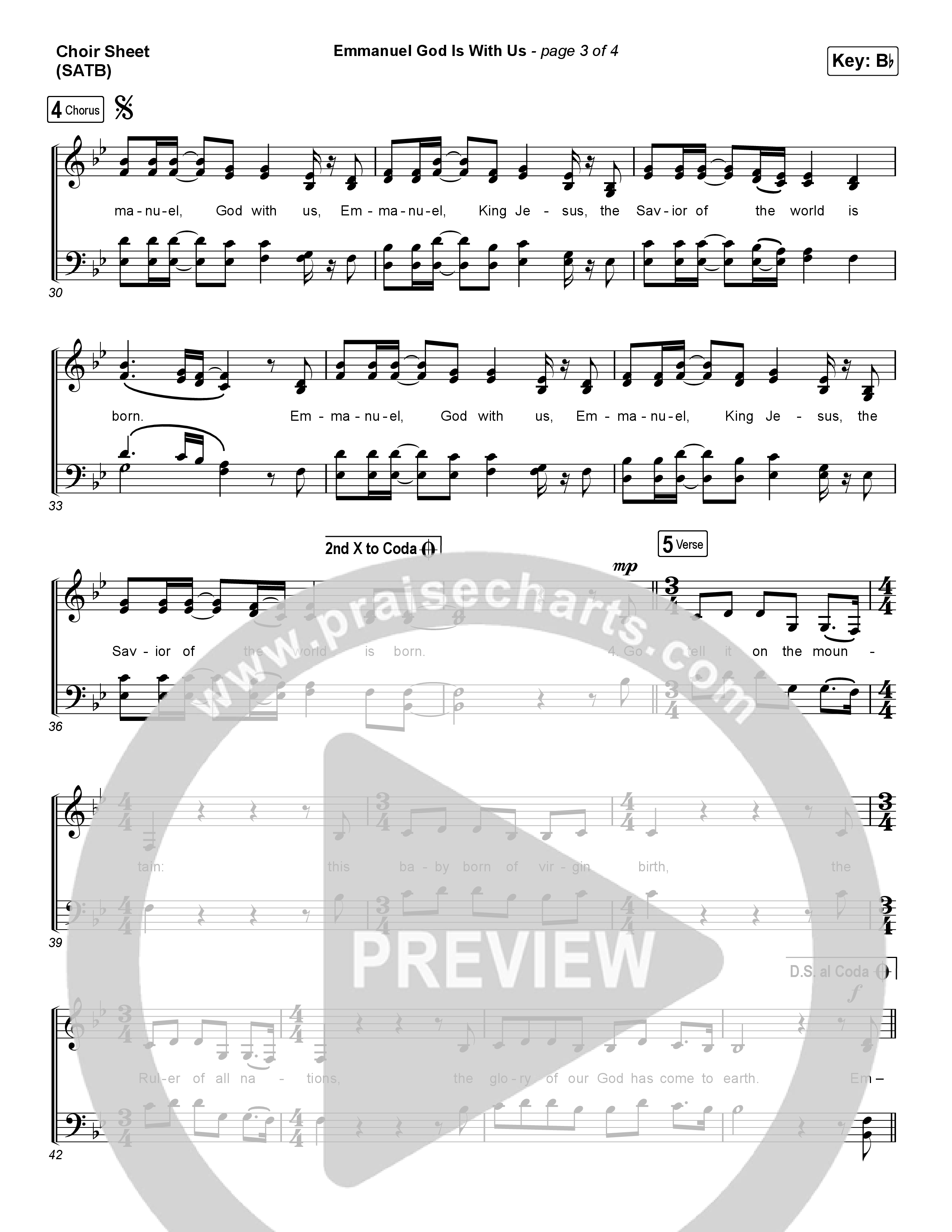 Emmanuel God With Us (Choral Anthem SATB) Choir Vocals (SATB) (Chris Tomlin / Arr. Luke Gambill)