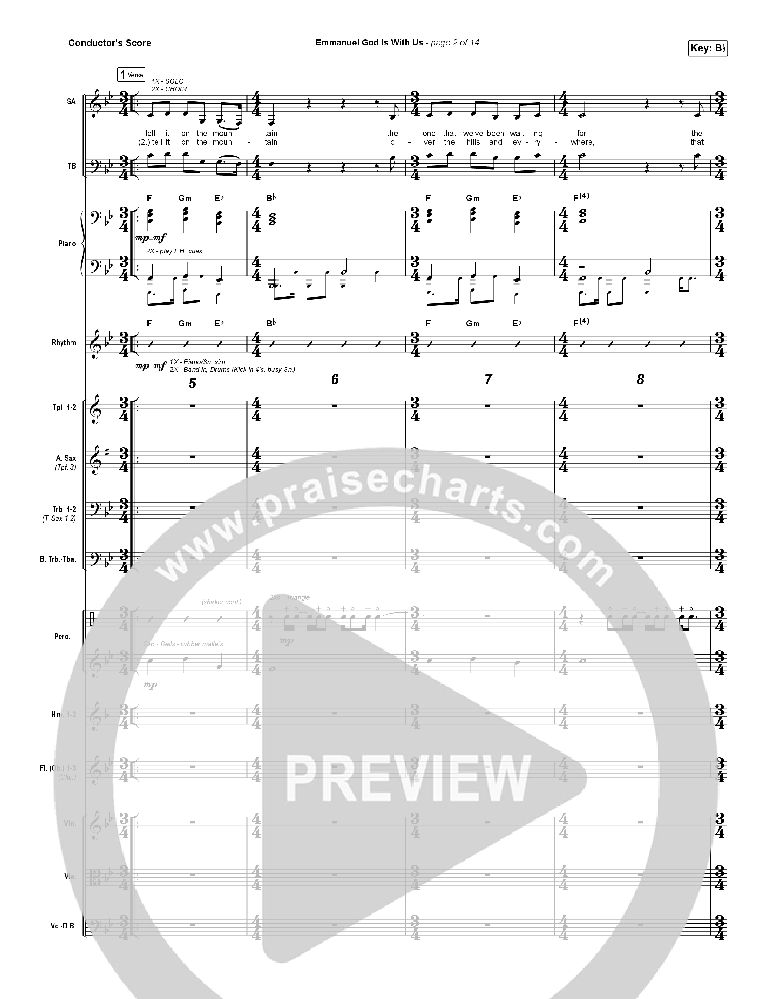 Emmanuel God With Us (Choral Anthem SATB) Orchestration (Chris Tomlin / Arr. Luke Gambill)