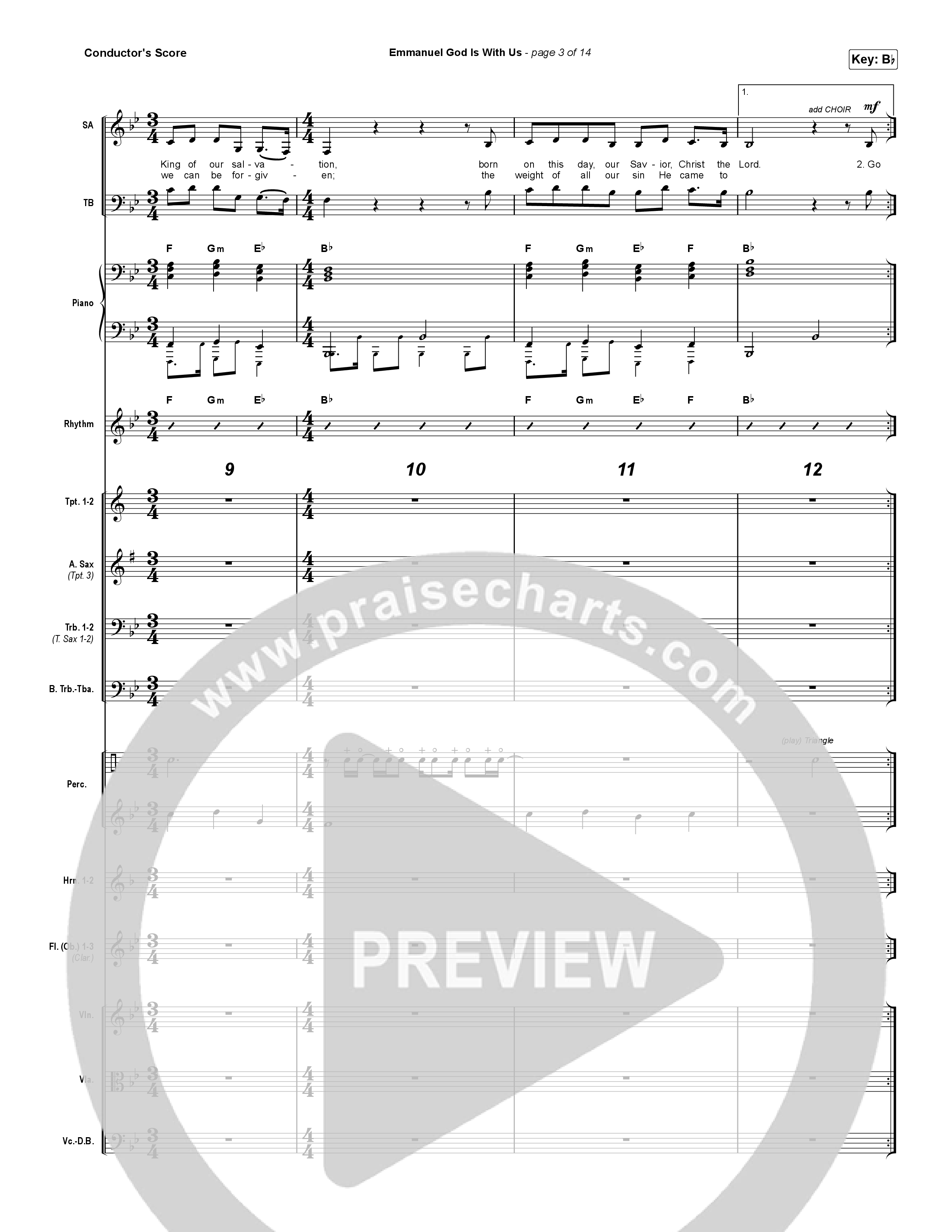Emmanuel God With Us (Choral Anthem SATB) Conductor's Score (Chris Tomlin / Arr. Luke Gambill)