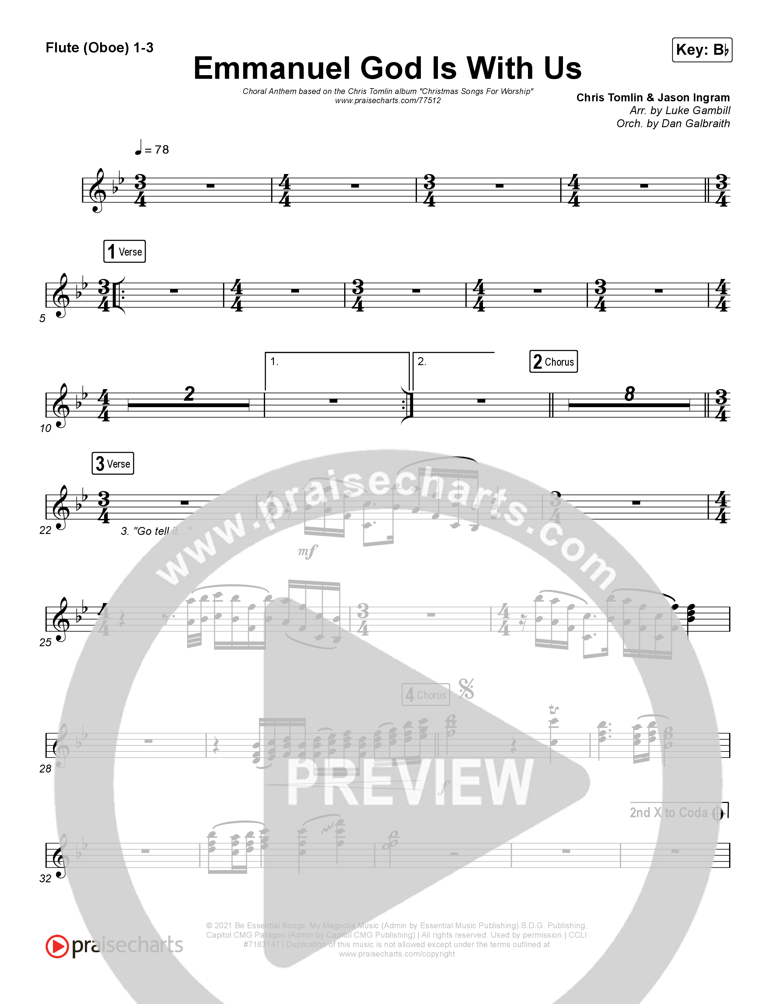 Emmanuel God With Us (Choral Anthem SATB) Wind Pack (Chris Tomlin / Arr. Luke Gambill)