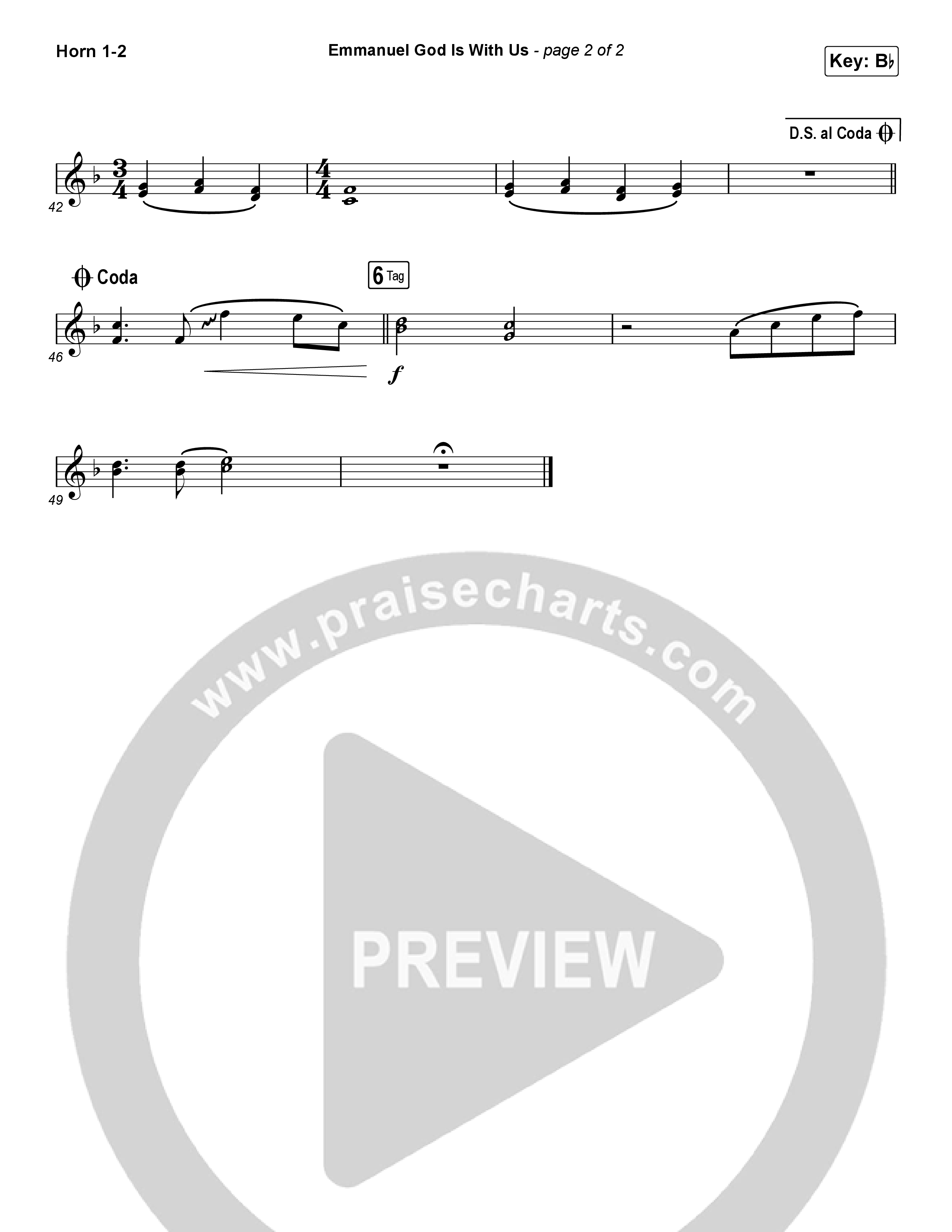 Emmanuel God With Us (Choral Anthem SATB) French Horn 1/2 (Chris Tomlin / Arr. Luke Gambill)