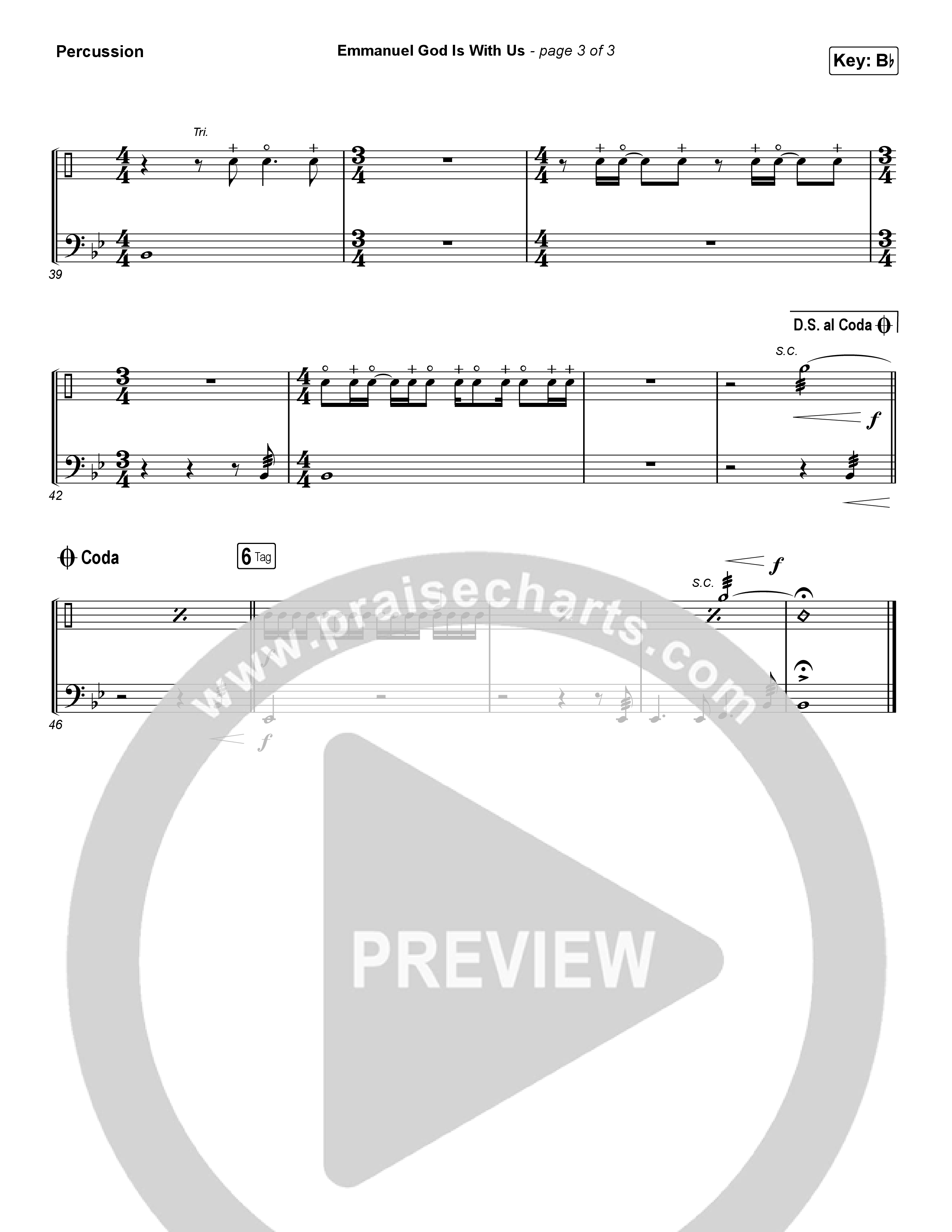 Emmanuel God With Us (Choral Anthem SATB) Percussion (Chris Tomlin / Arr. Luke Gambill)