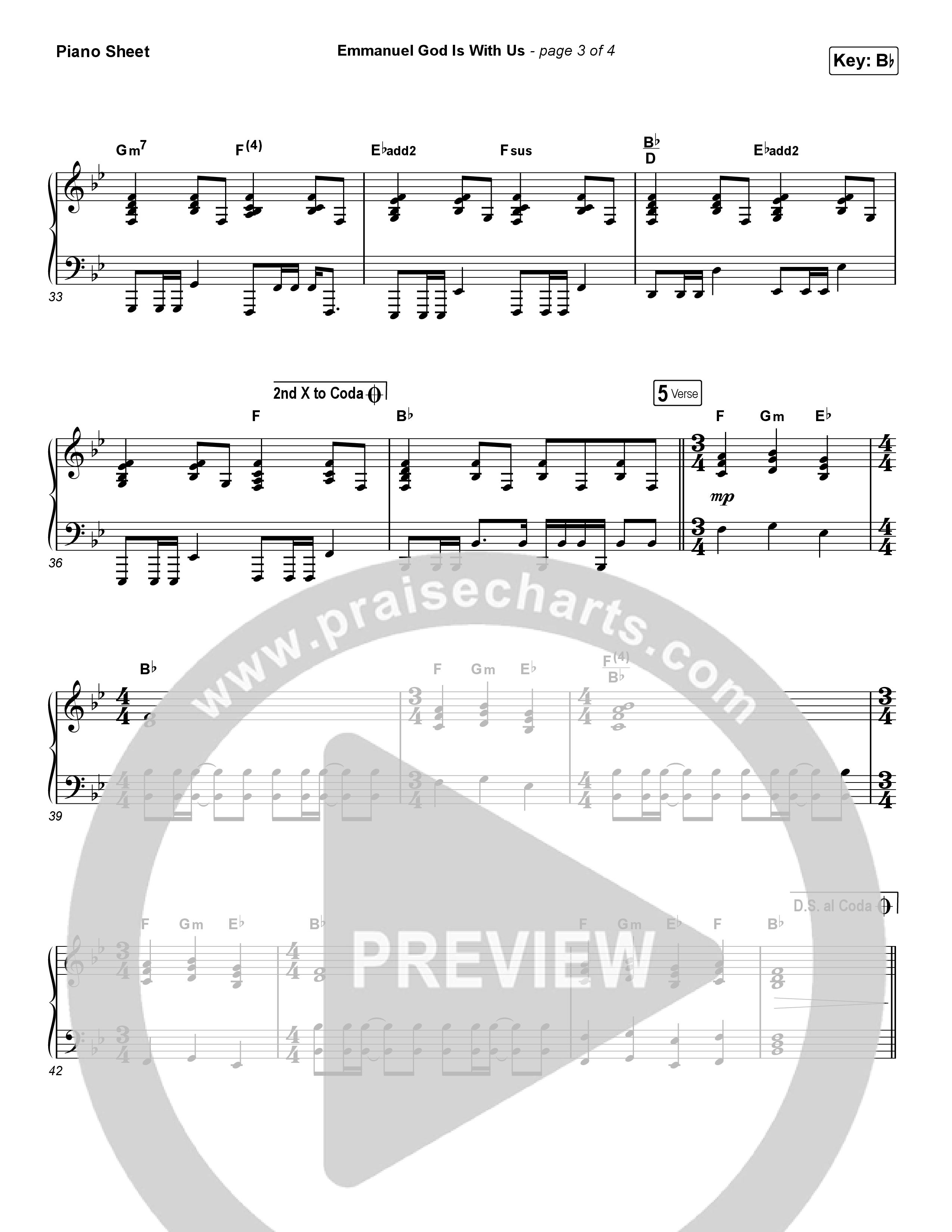 Emmanuel God With Us (Choral Anthem SATB) Piano Sheet (Chris Tomlin / Arr. Luke Gambill)