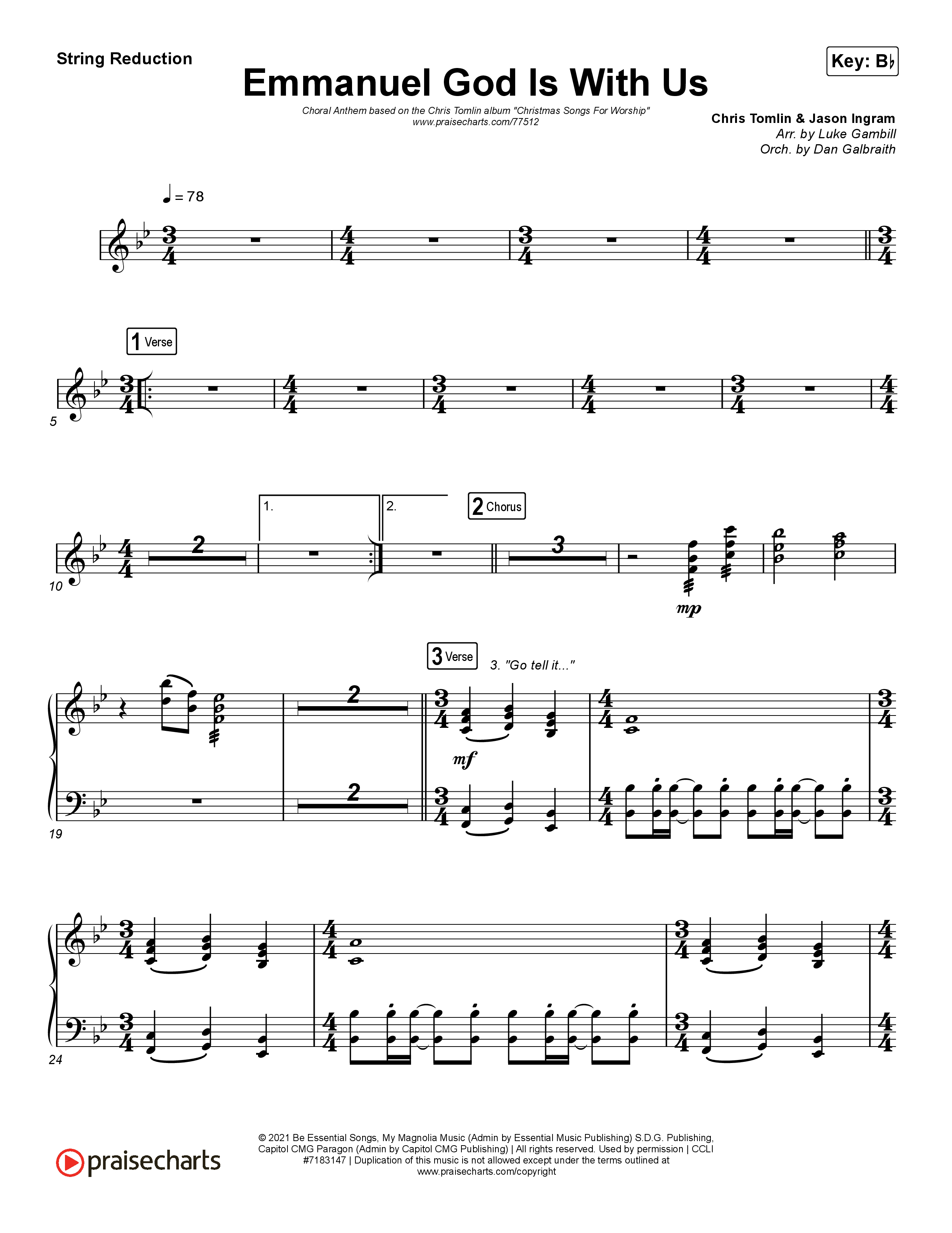 Emmanuel God With Us (Choral Anthem SATB) String Reduction (Chris Tomlin / Arr. Luke Gambill)