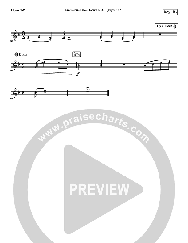 Emmanuel God With Us (Choral Anthem SATB) French Horn 1/2 (Chris Tomlin / Arr. Luke Gambill)