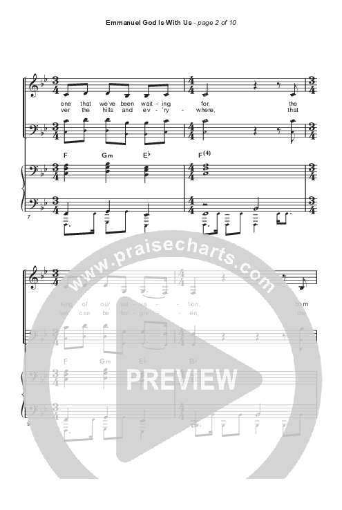 Emmanuel God With Us (Choral Anthem SATB) Octavo (SATB & Pno) (Chris Tomlin / Arr. Luke Gambill)