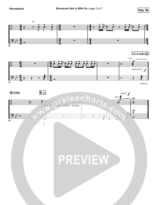 Emmanuel God With Us (Choral Anthem SATB) Percussion (Chris Tomlin / Arr. Luke Gambill)
