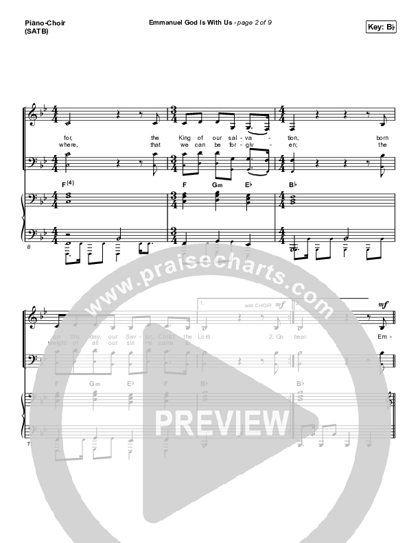 Emmanuel God With Us (Choral Anthem SATB) Piano/Choir (SATB) (Chris Tomlin / Arr. Luke Gambill)